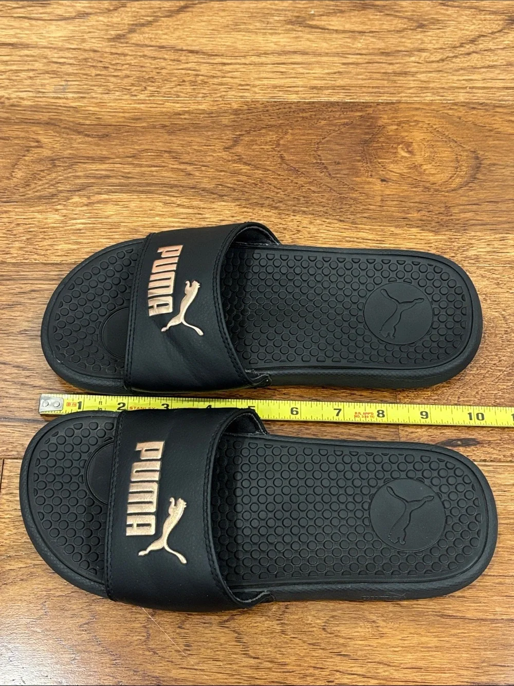 Puma Black Slides with Rose Gold Logo 7